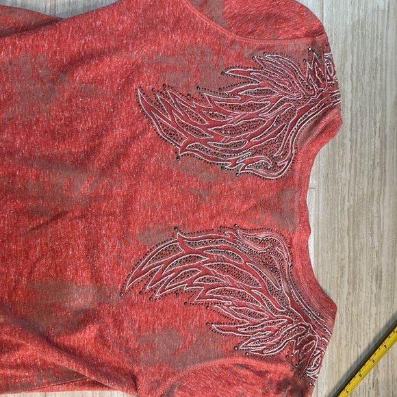 Women’s Miss Me Angel Wings tee shirt with lace and silver stud - Picture 10 of 11